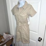 Good American  Fit Success Khaki Safari Denim Utility Mini Dress Sand S NWT Photo 5