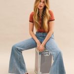 Nasty Gal WIDE LEG RETRO VIBE FLARED DISTRESSED HI-RISE LIGHT WASH JEAN Photo 1