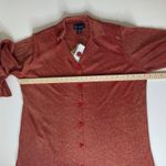 Susan Graver Style Womens Red Gold Metallic Lurex Button Front Shirt 2X Stretch Photo 7