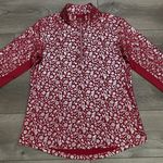SanSoleil Solshine Foil‎ Print 1/4 Zip Mock Long Sleeve Golf Top Size Medium Red Photo 3
