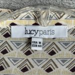 Lucy Paris ‎ Blouse Bohemian Lace Trim Long Sleeve Top Geometric Print Medium Photo 5