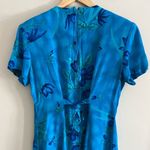 Vintage 90s Blue Floral Pleated Midi Dress Rayon Garden Party Cottagecore M Photo 4