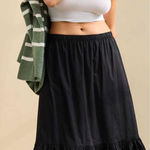 Aerie  • Poplin Tiered Maxi Skirt black cotton full ruffle midi pull on Photo 0