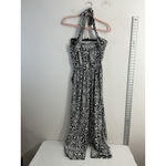 Blue Island Womans  One Pc Halter Jumpsuit XS Black White Peekaboo Back Slit Legs Photo 1