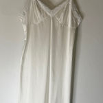 Vassarette  White Nylon Slip Dress Lace Blue Trim Size 36‎ Photo 0