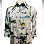 ZARA  Satin dress midi nature printed belted Gold Buttons Size Medium Photo 5