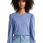 Levi's Flora Colony Blue Puff Sleeve Long Sleeve Tee Size Medium Photo 0