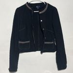 American Eagle Green Grey Tweed Button Down Cropped Blazer Size Medium Photo 4