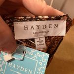 Hayden  Los Angeles Brown floral tie neck‎ babydoll top NEW size L Photo 5