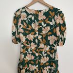 Gal Meets Glam  Womens Tiered Midi Dress Tegan Floral Ruched Puff Sleeve Green 4P Photo 6