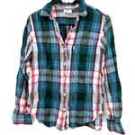 Levi's size Medium long sleeve plaid flannel button up shirt blouse top blue red Photo 0