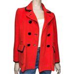 Kate Spade  Broome Street Women’s 4 Red Black Double Breast Button Down Pea Coat Photo 2