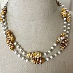 White and yellow swirl long beaded necklace Photo 8