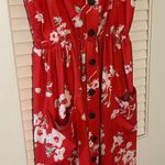 Angashion Again Floral Red Button-Down Dress size 5 s-vintage Photo 0