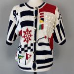Eagle Eye 80s Vintage Nautical Sailing Short Sleeve Button Cardigan Size M Knit Size M Photo 1