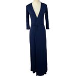 Lulus  Garden District Wrap Maxi Dress 3/4 Sleeve Casual‎ Elegant Navy Blue Small Photo 2