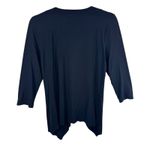 Adrianna Papell  Black 3/4 Sleeve V-Neck Shark Bite Hem Lightweight Top Size M Photo 1