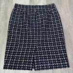 J.Crew  Lady Liberty Tweed Blue Metallic Houndstooth No. 2 Pencil Skirt Career Photo 7