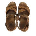 Keen  Skyline Wedge‎ Sandal Brown Fabric Leather Strap Sandals Heels Women's 8.5 Photo 4