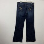 White House | Black Market White House Black‎ Market Noir Flare Leg Rose Embroidered Jeans Size 6R Photo 2