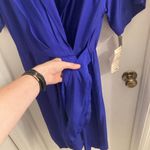 Vintage Deadstock Royal Blue Collared Faux Wrap Shirt Dress Photo 6