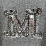 Max Mara Grey Rodeo Pullover Cashmere Sweater Long Sleeves Embellished Logo Photo 4