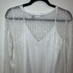 Lulus  Marvelous Energy White Sequin Mesh Long Sleeve Mini Dress Size M Photo 3