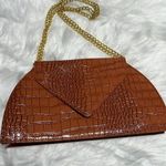 Joy & Iman Orange Crocodile Embossed Bag with Gold shoulder strap B91 Brown Photo 1