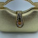 Gold Mini Baby Crossbody Handbag With Rhinestones Y2K Hard Shell Chain Strap Photo 0