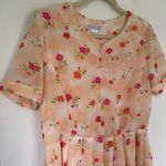 Midi floral dress ~ peach pinks ~ short sleeved ~ women’s size M/L Size L Photo 1
