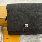Fendi New Selleria Grey Leather Compact Wallet Photo 0
