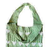 None Crochet Heart Tote Bag Green Shoulder Bag Cute Knit Purse Y2K Aesthetic Love Photo 5
