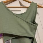 Roxy  Good Keepsake Crop Top Small Agave Green Criss Cross Back Cutout Textured Photo 2