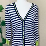 J.Crew Striped Blue Accent Cardigan Photo 0