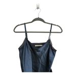 Ellison  Slip Satin Lace Trim Tank Cami VNeck Blue Size Small Photo 2
