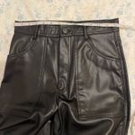 ZARA  Black Leather Straight Leg Pants  Photo 3