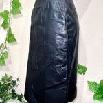 Bermans Black Leather Pencil Skirt Pockets Size 6 Photo 3