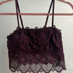 Aerie Lace Cropped Tank Longline Bralette Burgundy Size Small Photo 0