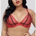 Frederick's of Hollywood Rozlyn Balconette Bra Red 34F Strappy Design NWT Photo 0