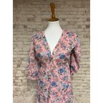 Loft Pink Floral Swing Dress 3/4 Sleeve Lined Embroidered Scalloped Hem Size 8 Photo 1