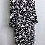 Loft Black & White Abstract Floral Print 3/4 Sleeves Casual Career Dress XS Photo 1