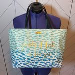 Kate Spade Make a Splash Plenty of Fish in the Sea Blue Green Leather Tote Purse Photo 0