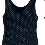 Reversible Tank Top Womens Large‎ Black White Polka Dot Solid Sleeveless V Photo 0