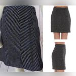 Ann Taylor Cotton Knit Short Straight Lined Skirt Button BLK/WH Side Zip SASSY Photo 1