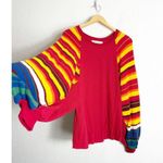 Free People We The  Rainbow Dreams Top Size Small Oversized Striped Knit Boho Photo 10