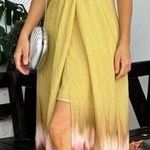 ZARA  NWT tie dye green & brown jeweled embellished cutout midi dress Photo 0