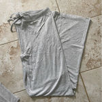 None LOUNGE SET NWT 2 Piece Soft Cozy Gray Medium Crop Top Flare Pants Photo 3