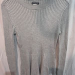 Venus Ribbed Knit Peplum Sweater Light Gray Crew Neck Long Sleeve Size M Photo 0