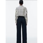 ZARA 💕💕 Satin Effect Oversized Top ~ Navy Blue and White Striped Print XL Photo 3