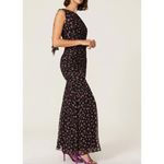 Shoshanna Dress Womens 6 Black Pink Floral Vivine Tossed Rose Gown One Shoulder Photo 3